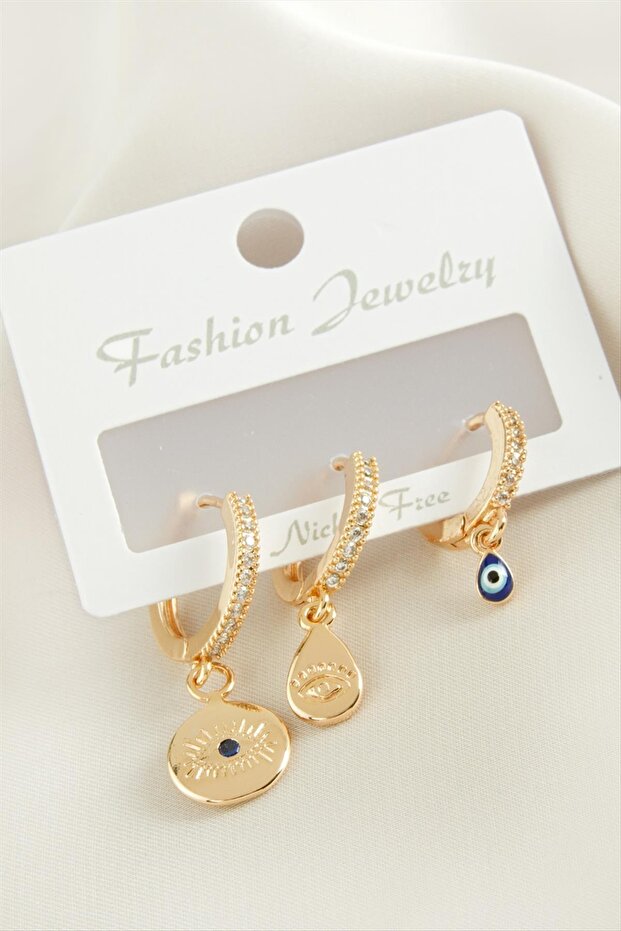 3 Pieces Eye Zircon Stone Earrings