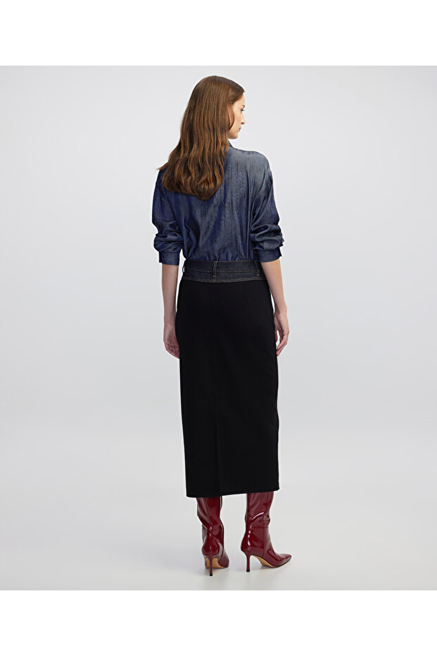 Denim mix kalem etek - 7