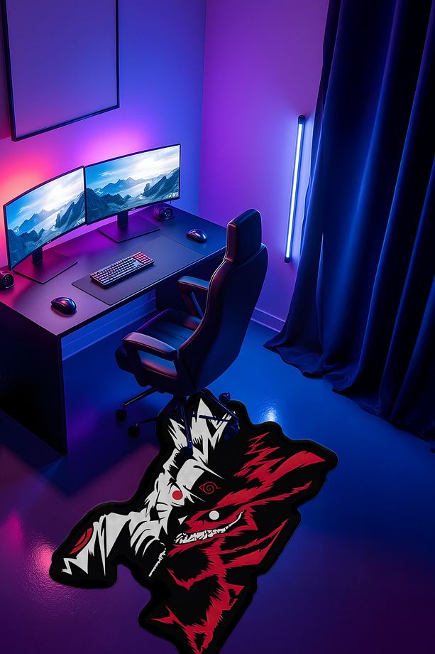 Özel Kesimli Desenli Anime & Gamer Halısı Kaymaz Taban Makinede Yıkanabilir Genç Odası Halısı - 3