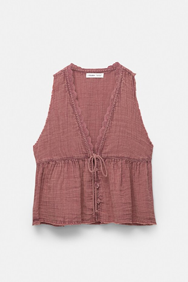 Rustik dantel detaylı üst - 5