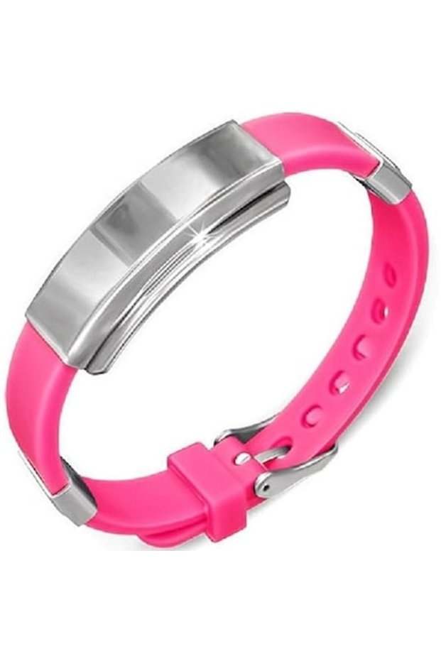 Adjustable Bracelet, Strap System, Silicone, Pink, 22 cm
