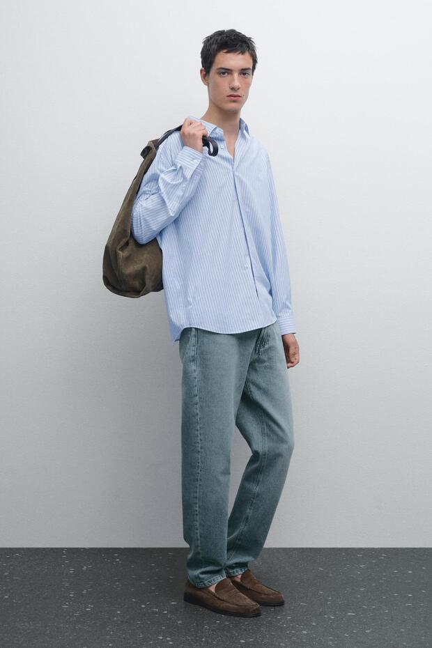 Çizgi detaylı regular fit gömlek - 1