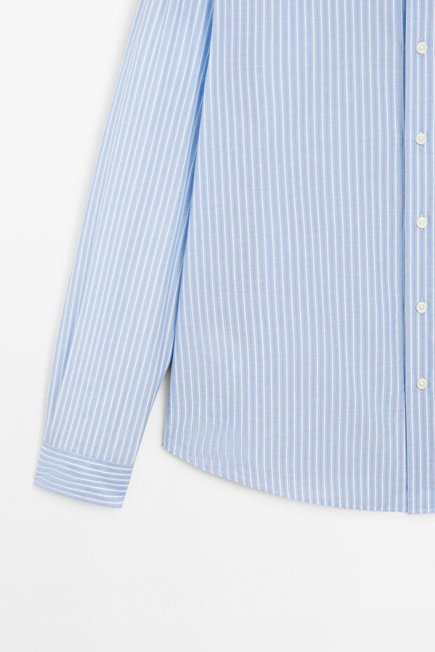 Çizgi detaylı regular fit gömlek - 7