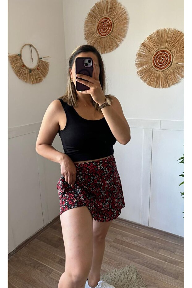Desenli Şort Etek - 2