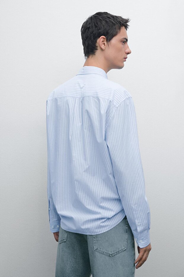 Çizgi detaylı regular fit gömlek - 3