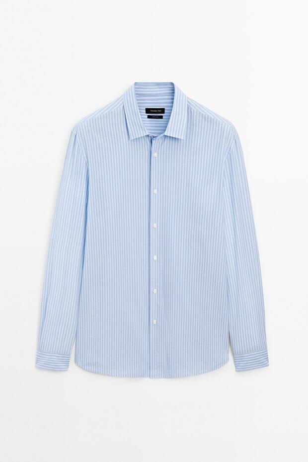 Çizgi detaylı regular fit gömlek - 5