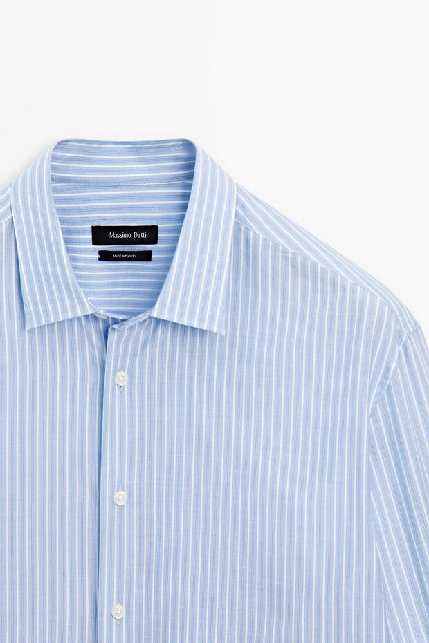 Çizgi detaylı regular fit gömlek - 6