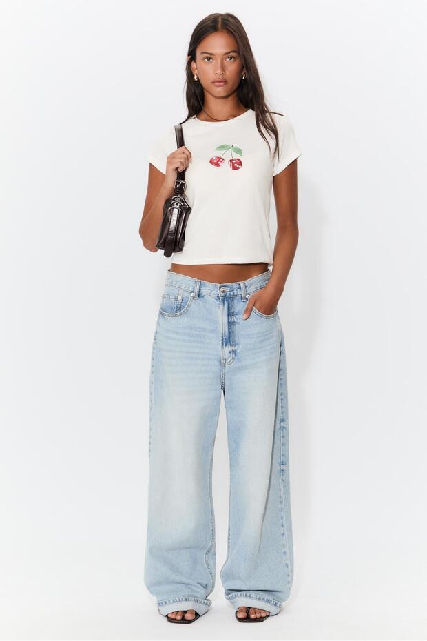 Baskılı Fitted Tişört - 2