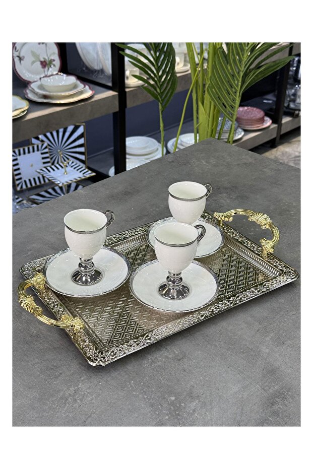 صينية معدنية مستطيلة فاخرة متوسطة الحجم - 2