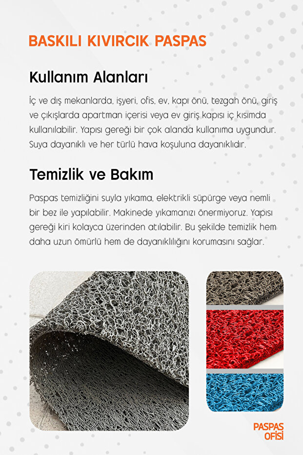 Welcome Paspas - Kıvırcık Paspas - İç ve Dış Mekan Paspası - Kapı Önü Paspası - 5