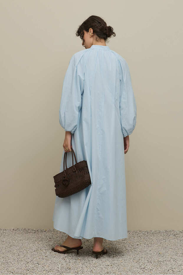 Geniş Vual Elbise Açık mavi - 8