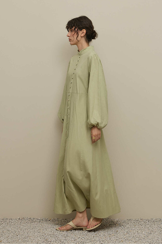 Britli Lyocell Keten Elbise Mint - 3