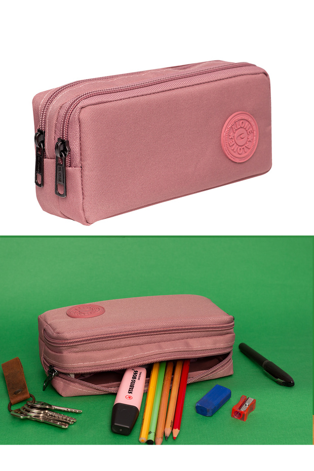 Double Eyed School Pen Holder Pencil Bag 311 Powder