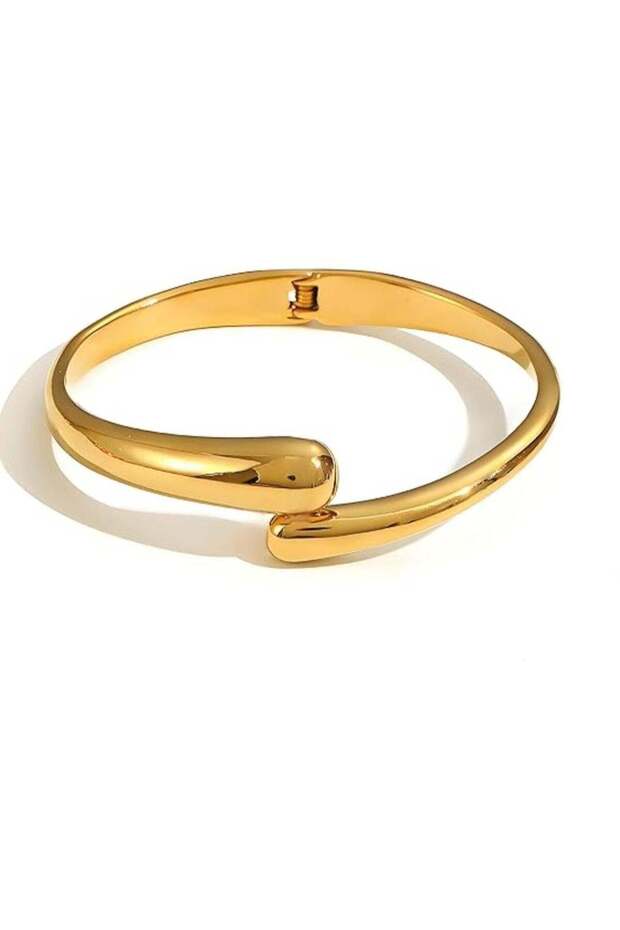 Irregular Wave Cuff Bracelet Gold Color Tone