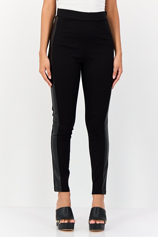 Women Solid Pull On Leggings, Black