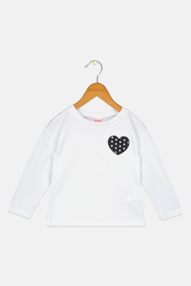 Toddlers Girl Crew Neck Long Sleeves Embroidered T-Shirt, White