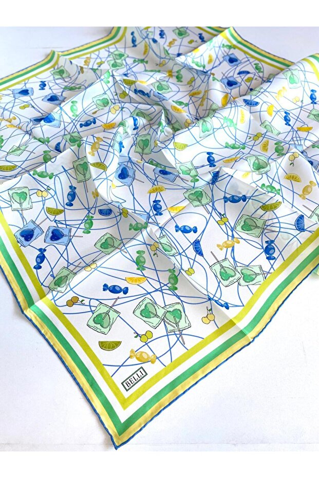Tivil Pure Silk Scarf 4050 - 04 White Mixed Pattern