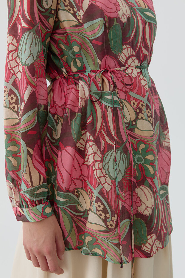 Desenli Bluz - Pembe - 4