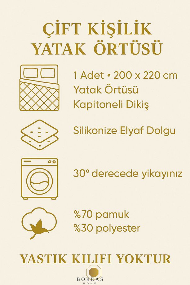 GRİ KELEBEK Kapitone Yatak Örtüsü Çift Kişilik - 2