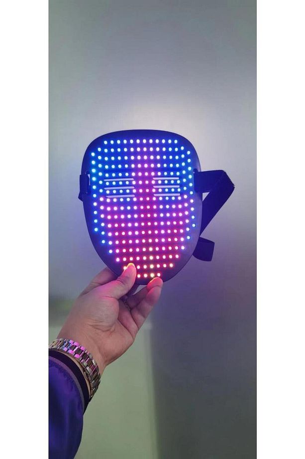 Led Maske Çok Renkli Led Işıklı Şarjlı Parti Maskesi Kablosuz Yılbaşı Düğün Eğlence - 2
