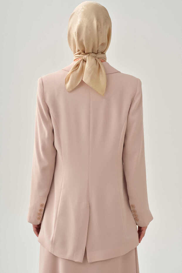 Kruvaze Basic Ceket - Bej - 6