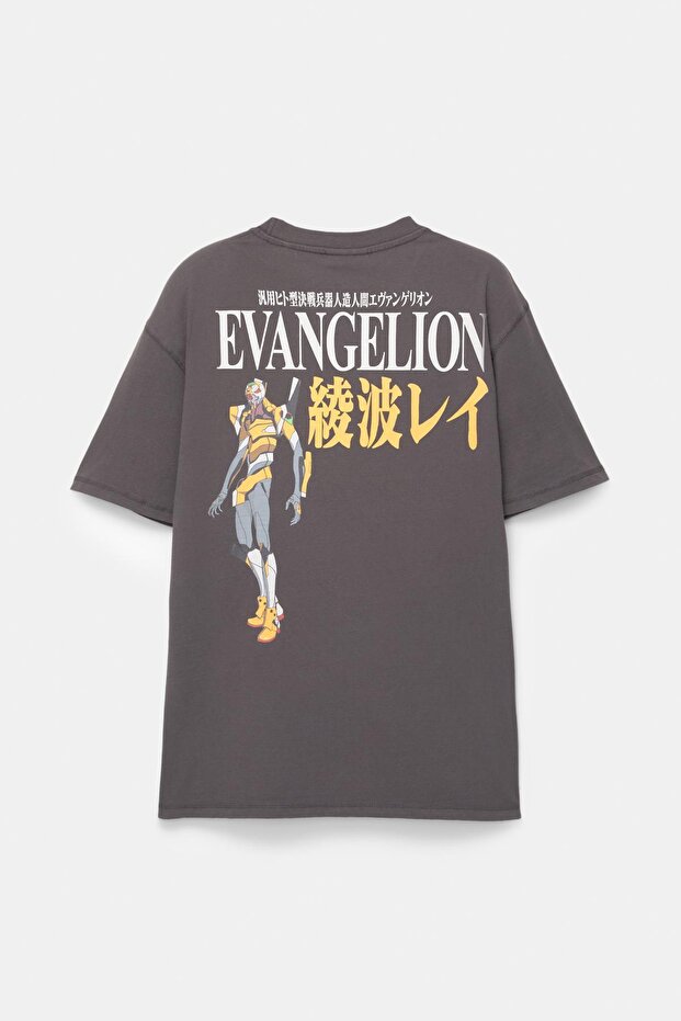 Evangelion lisanslı gri t-shirt - 8