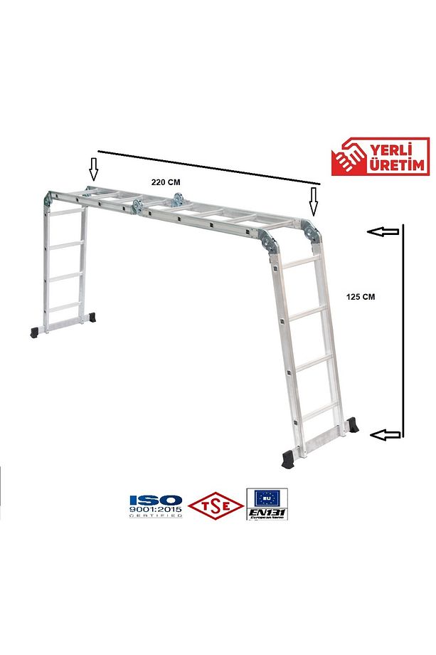 16 Basamaklı 1.6 MM Kalınlık 4.70 M Çok Amaçlı Katlanır Merdiven - ELIT 44 - 2