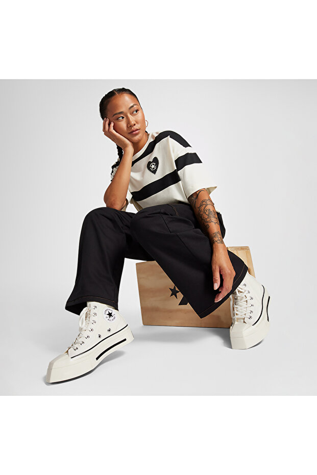 Chuck 70 De Luxe Squared Unisex Krem Platform Sneaker - 3