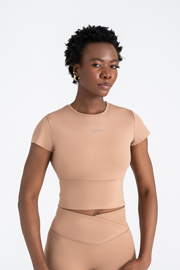 Define Push-up Cross Belt Detayli Şort Tayt Bej - 5