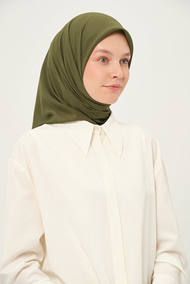 Plain Chiffon Square Scarf Light Khaki