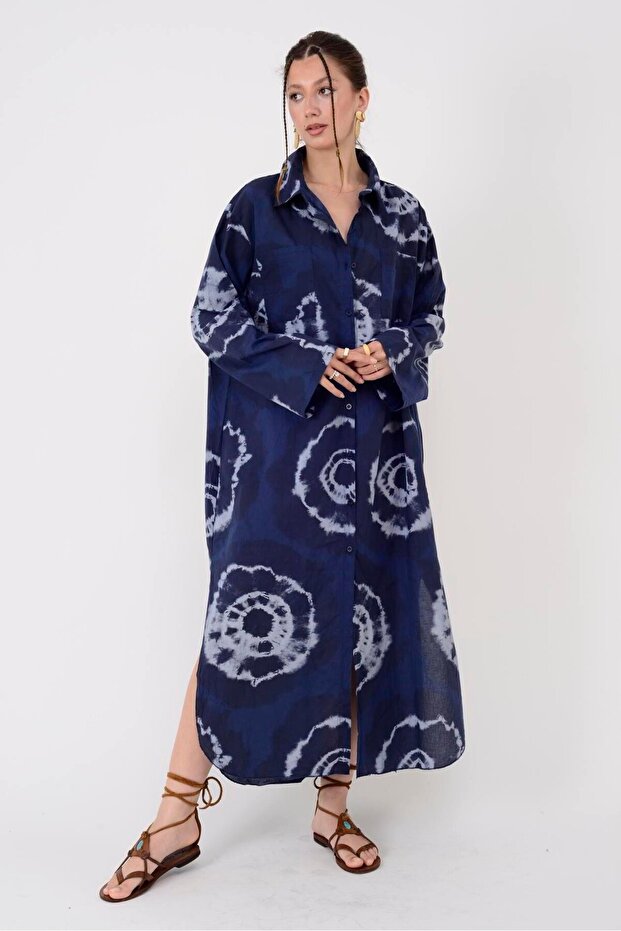 0166 BATİK DESEN GÖMLEK ELBİSE - 2