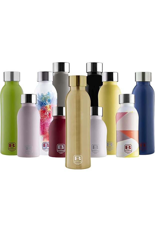 B Bottles Twin Insulated 18/10 Stainless Steel Water Bottle for Cold and Hot Water - Gold