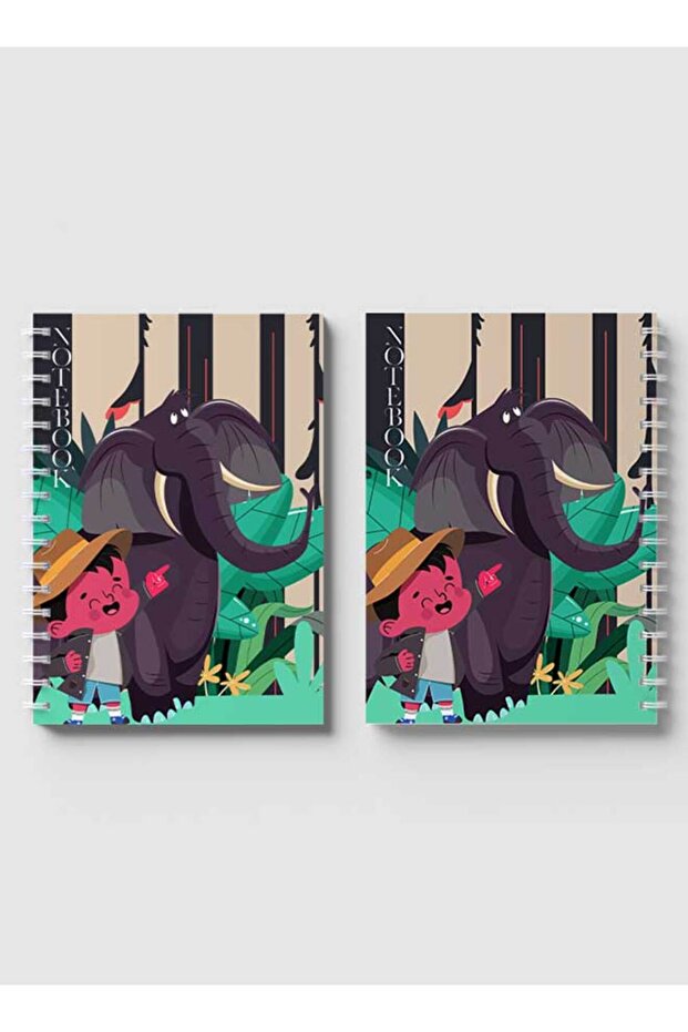 Spiral Notebook with Front and Back Hard Covers Featuring Classical Theme Safari Design - 4
