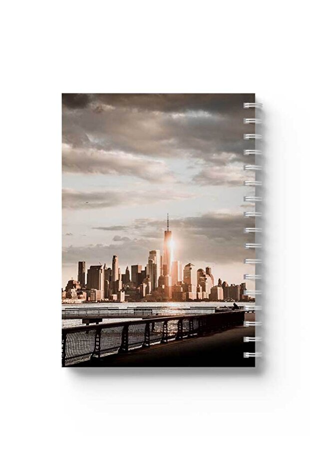 Spiral Notebook with Front and Back Hard Covers Featuring the City Design