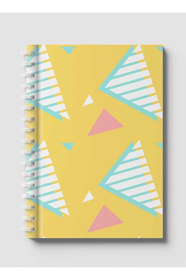 Spiral Notebook with Front and Back Hard Covers Featuring Memphis Abstract Shapes Design