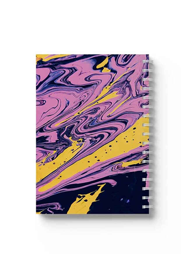 Spiral Notebook with Front and Back Hard Covers Featuring Mixed Colours Design