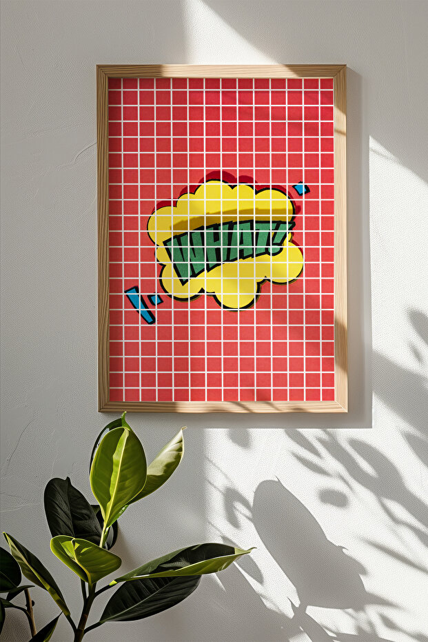 One Piece Real Raw Wooden Framed Popart Square Striped Painting - Model 7