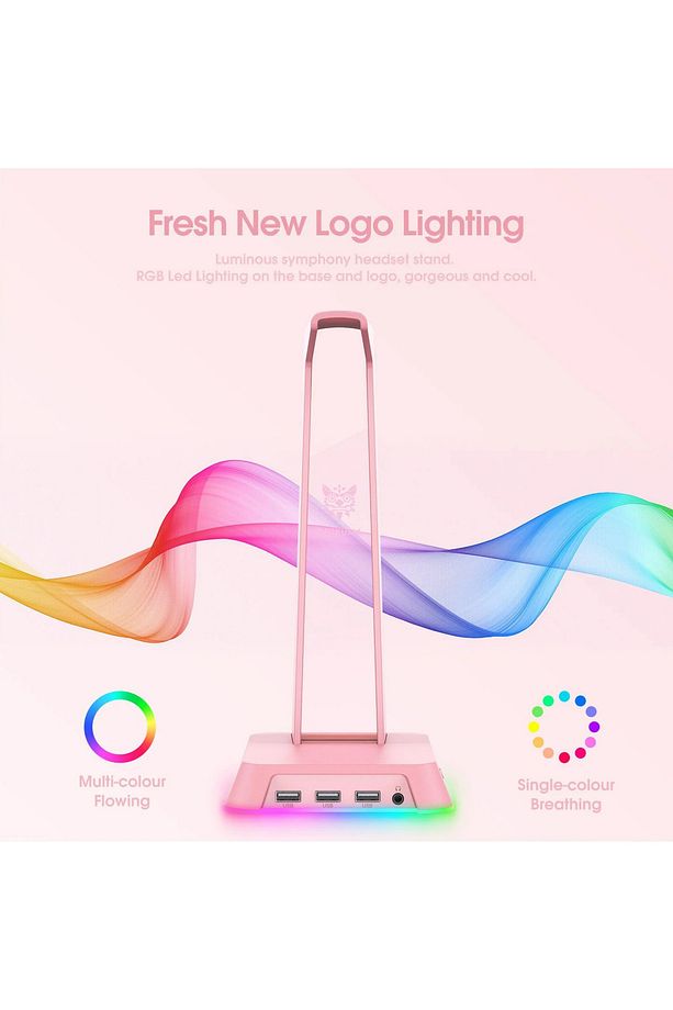 ONIKUMA ST2 Gaming Kulaklık Stand | 3x USB 2.0 Hub + 3.5 mm AUX & 2 Modlu RGB Aydınlatma - 2