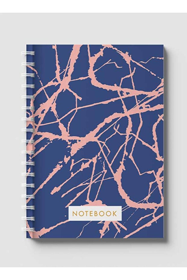 Spiral Notebook with Front and Back Hard Covers Featuring Blue Abstract Texture Design