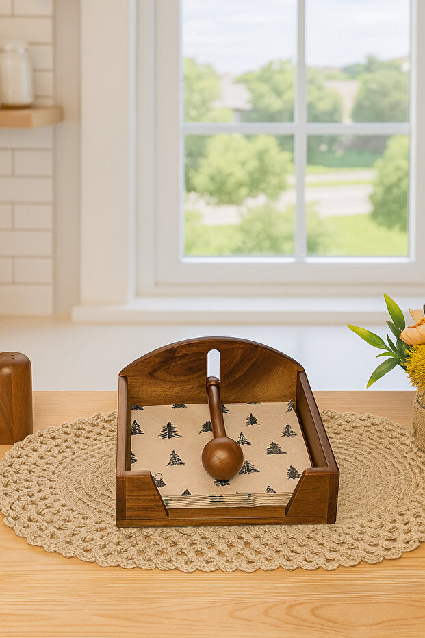 Akasya Ahşap Peçetelik - 7