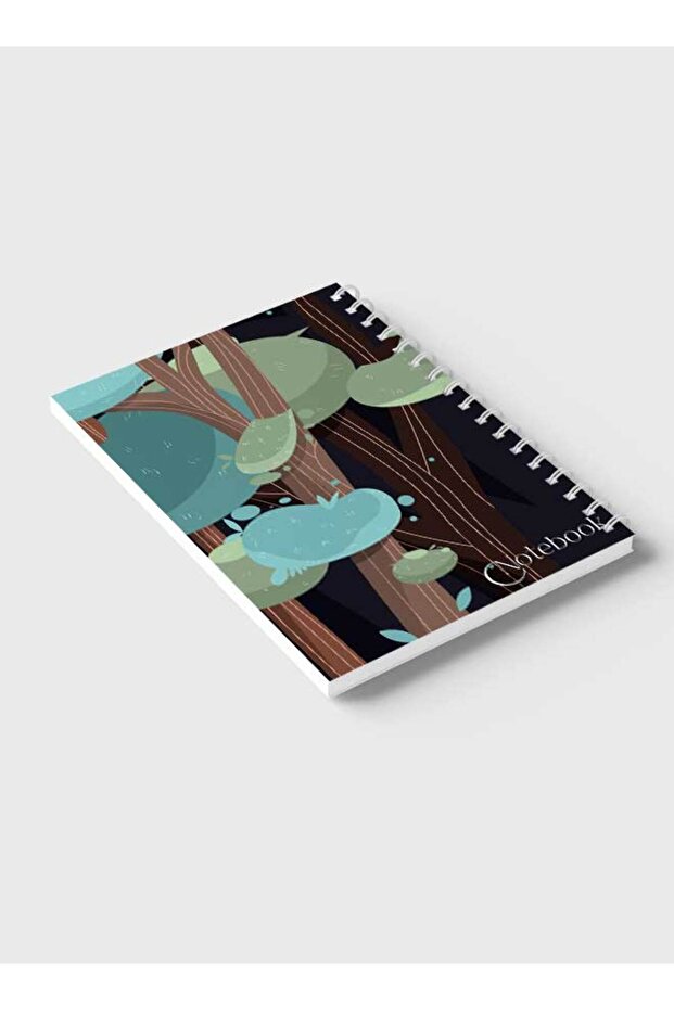 Spiral Notebook with Front and Back Hard Covers Featuring Classical Theme Forest Design - 6