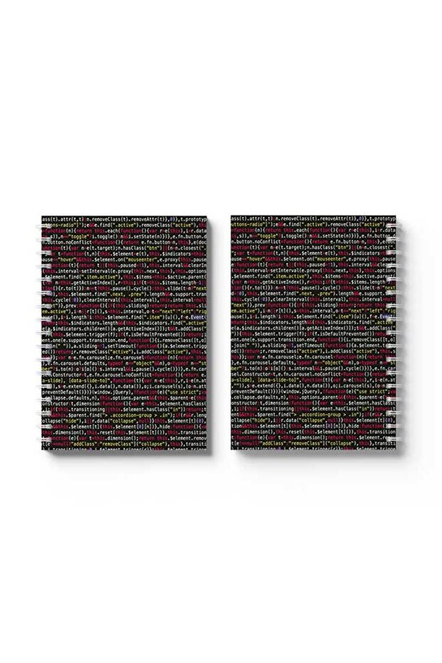 Spiral Notebook with Front and Back Hard Covers Featuring Coding Design - 4