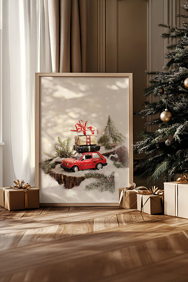 One Piece Real Raw Wooden Framed New Year Themed Painting - Model 53