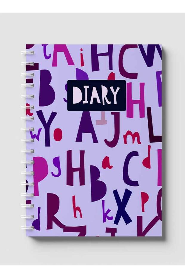 Spiral Notebook with Front and Back Hard Covers Featuring Letters Diary Design