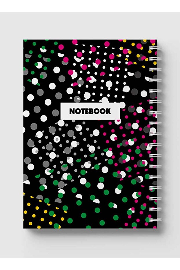 دفتر ملاحظات حلزوني مع غلافين أمامي وخلفي صلبين بتصميم نقاط تجريدية متعددة الألوان - 5