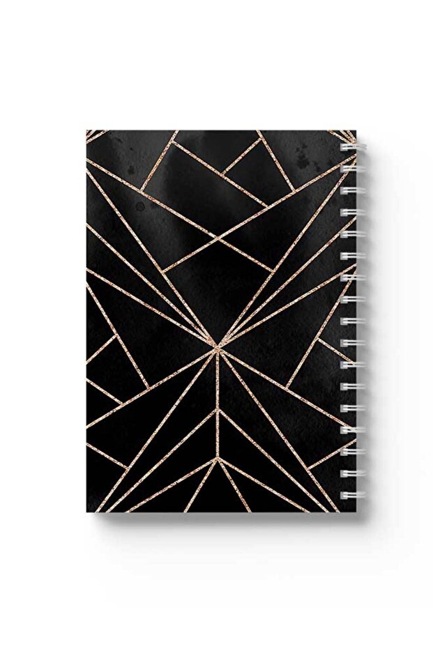 Spiral Notebook with Front and Back Hard Covers Featuring Shapes Design