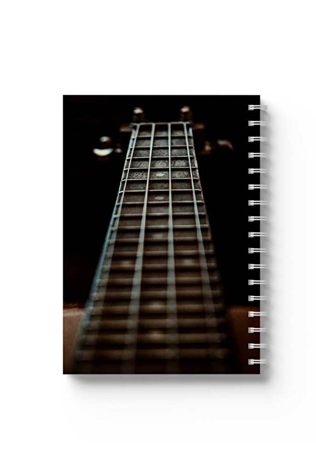 Spiral Notebook with Front and Back Hard Covers Featuring Guitar Design