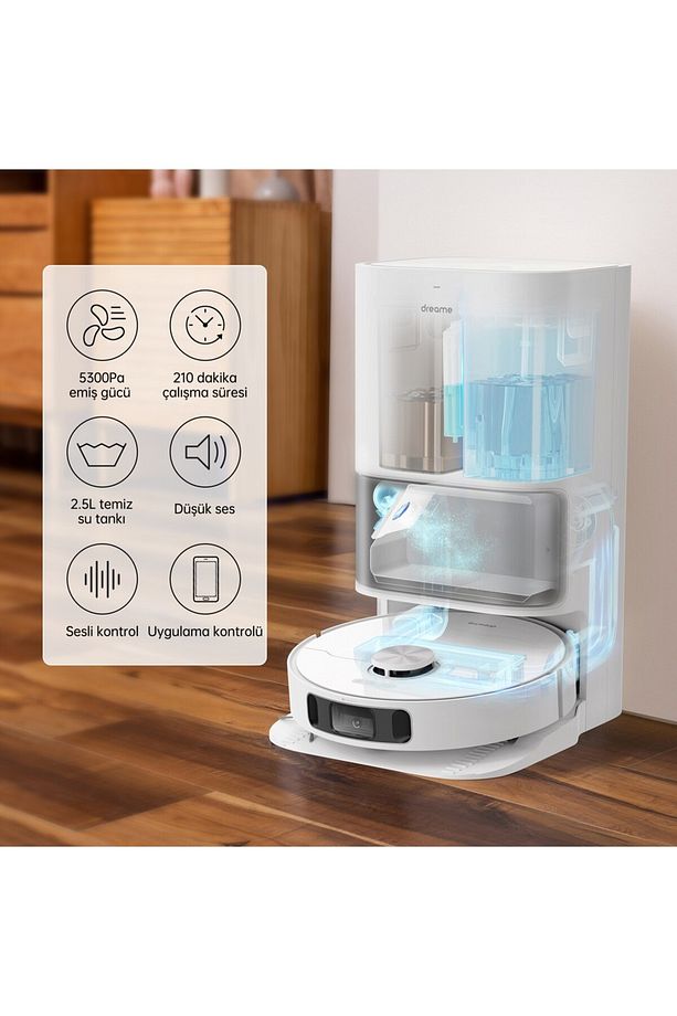 Drmz Güçlü Wett&Dry L10S Ultra Robot Süpürge,5300 PA,2.5L kapasiteli,AI Navigasyon - 3
