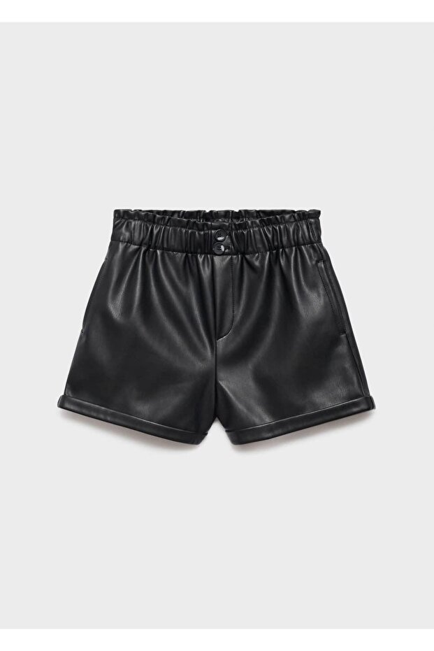 Deri görünümlü şort - 1