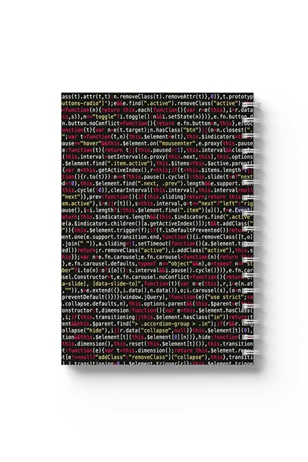 Spiral Notebook with Front and Back Hard Covers Featuring Coding Design - 1